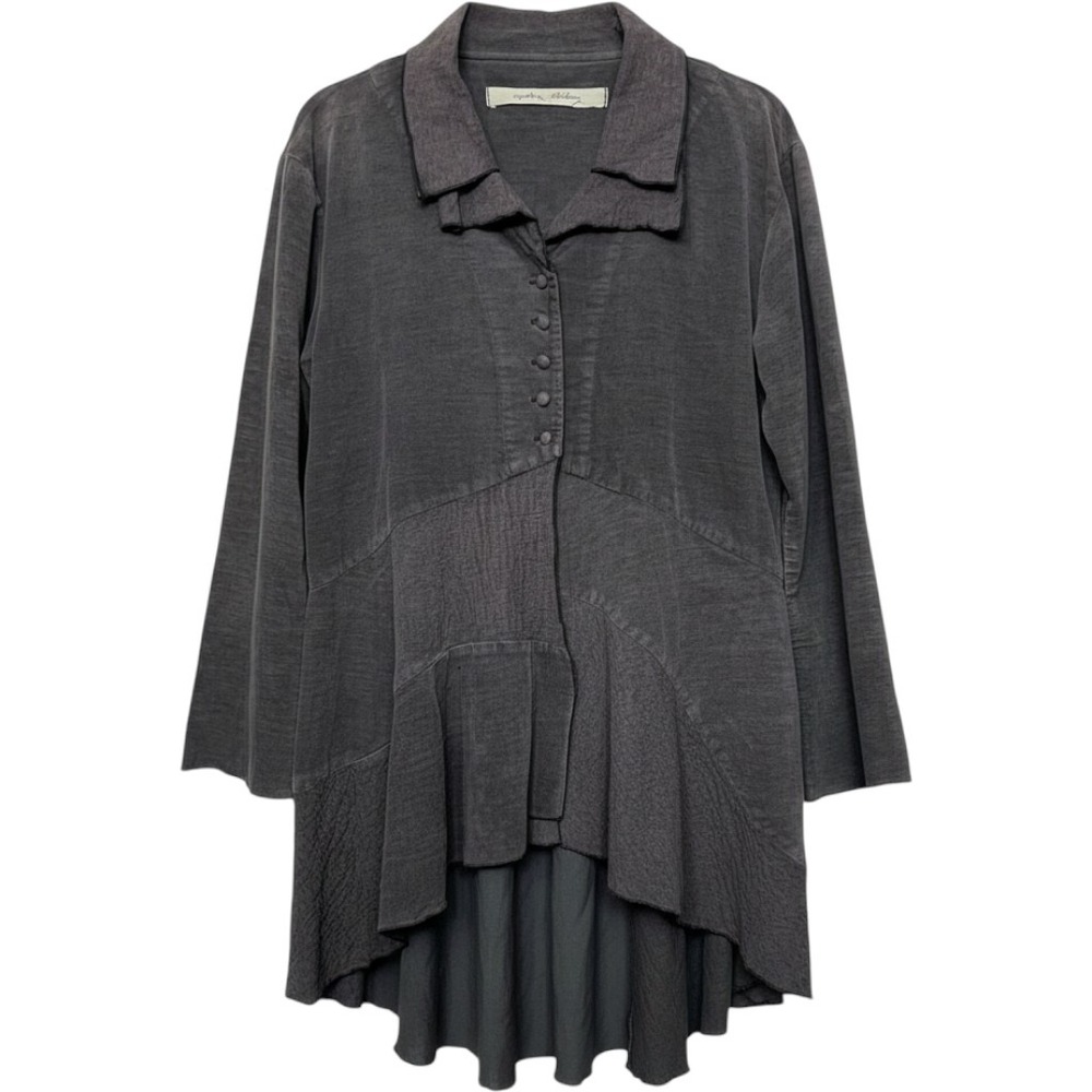 Cynthia Ashby Womens Small Asymmetrical High Low Grey Lagenlook Coat Art to Wear